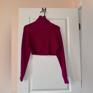 House of Harlow 1960 Pink Turtleneck Cropped Sweater | SIZE XS